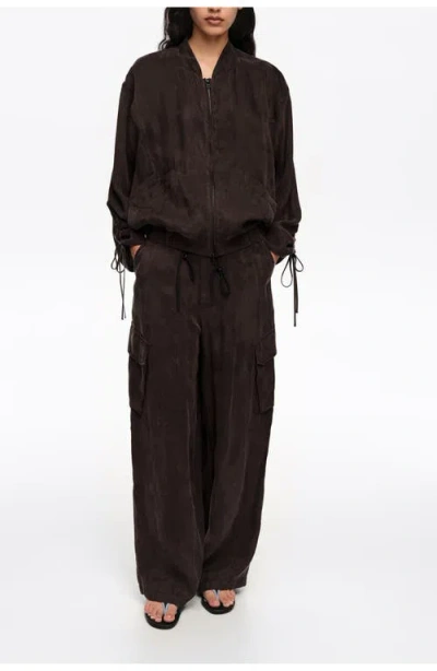 Bimba Y Lola Washed Fluid Bomber Jacket In Black