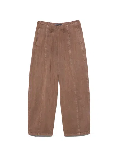 Bimba Y Lola Washed-brown Fluid Wide-leg Denim Trousers In Neutral