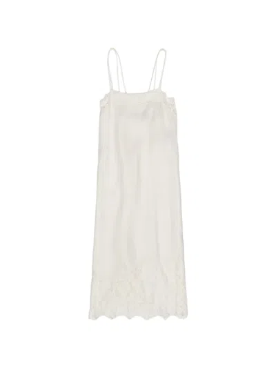 Bimba Y Lola White Washed Linen Lace Midi Dress