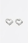 Bimba Y Lola Wide Heart Hoop Earrings In Silver