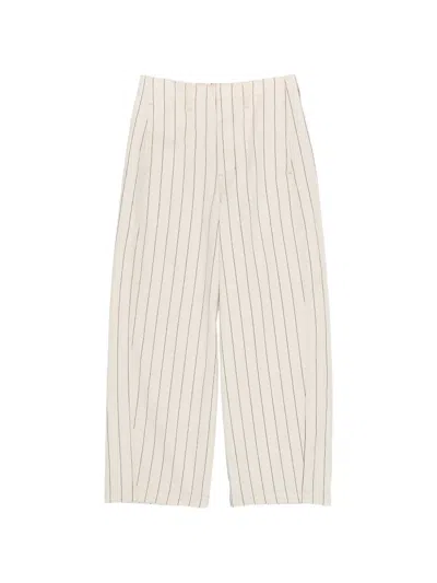 Bimba Y Lola Wide-leg Striped Trousers In Neutral