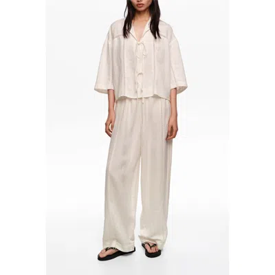 Bimba Y Lola Wide-leg Linen-blend Trousers In White