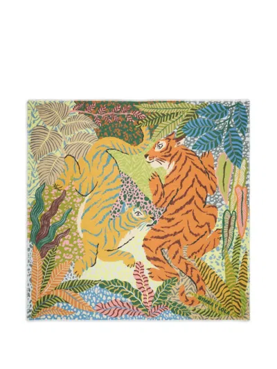 Bimba Y Lola Wild Tiger-print Scarf In Gold