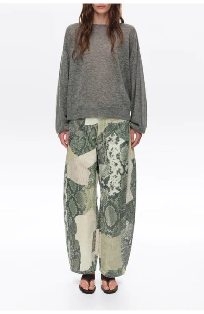 Bimba Y Lola Wool Blend Crew Neck Sweater In Dark Grey Melange