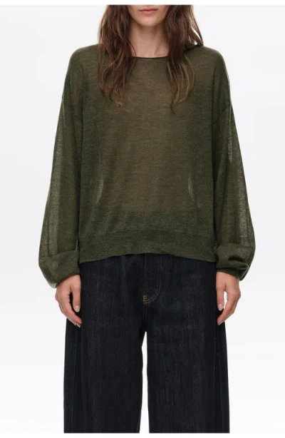 Bimba Y Lola Wool Blend Crew Neck Sweater In Khaki