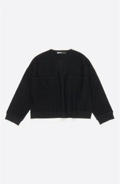 Bimba Y Lola Wool Boxy Cropped Top In Black