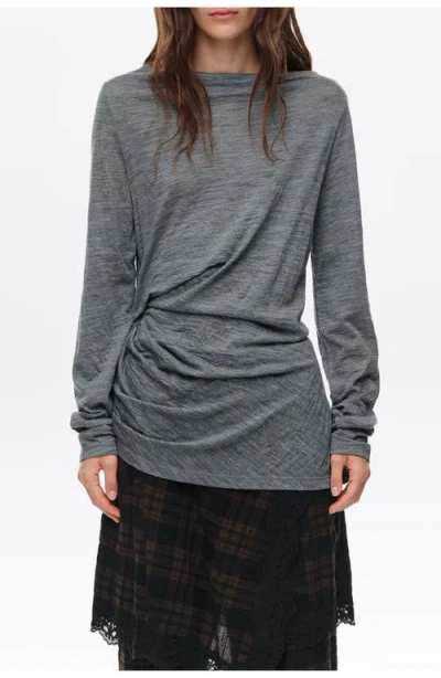Bimba Y Lola Gray-melange Wool Knot T-shirt