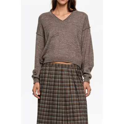 Bimba Y Lola Wool V-neck Sweater In Brown