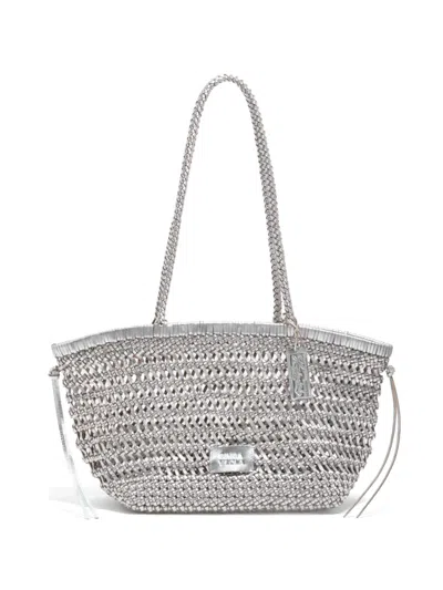 Bimba Y Lola Woven Braided Handle Tote Bag In Gray