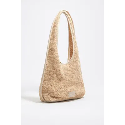 Bimba Y Lola Woven Large Shoulder Bag In Brown