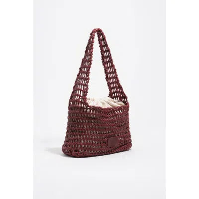Bimba Y Lola Medium Woven Leather Shoulder Bag In Burgundy