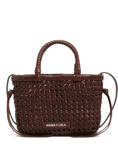 Bimba Y Lola Woven Top-handle Mini Bag In Brown