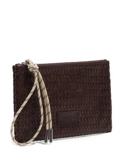 Bimba Y Lola Woven Zip Wallet In Brown