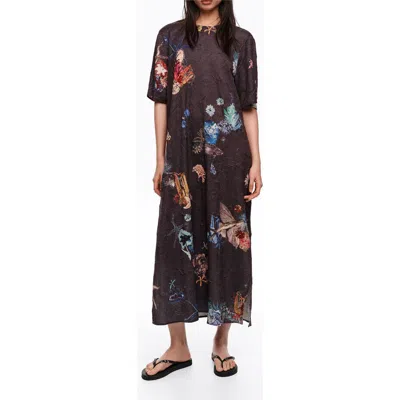 Bimba Y Lola Wrinkled Knit Midi Dress In Brown