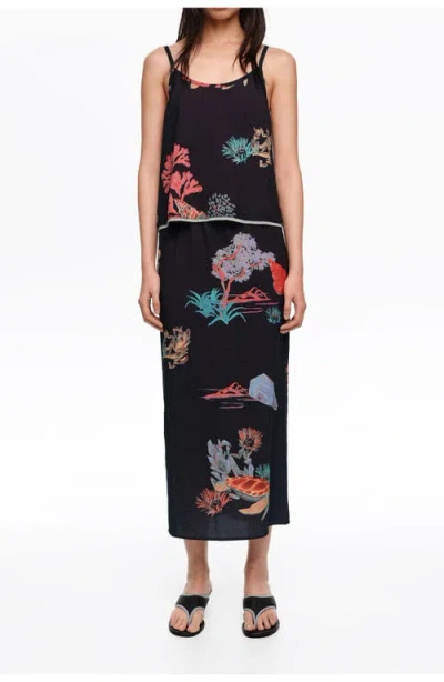 Bimba Y Lola Wrinkled Midi Skirt In Animal Print