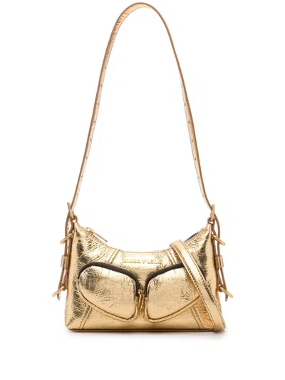 Bimba Y Lola Xs Pocket Leather Shoulder Bag In Gold