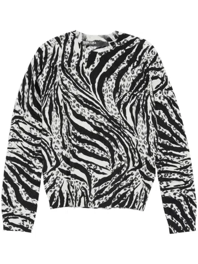 Bimba Y Lola Zebra-print Jumper In Black