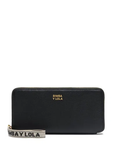 Bimba Y Lola Zip-around Leather Wallet In Black