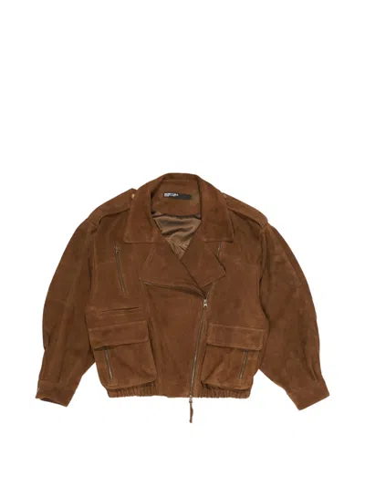 Bimba Y Lola Zip-fastening Suede Jacket In Brown