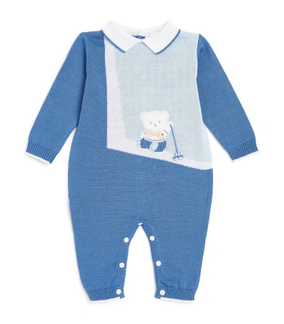 Bimbalò Babies' Bear-appliqué Playsuit (1-24 Months) In Blue