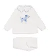 Bimbalò Cotton-blend Dog Top And Trousers Set In Brown