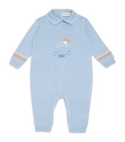 Bimbalò Kids' Cotton Collared Playsuit In Blue