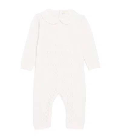 Bimbalò Kids' Cotton Embroidered Playsuit In White