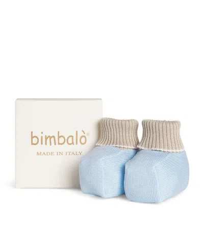 Bimbalò Kids' Cotton Knitted Booties In Blue