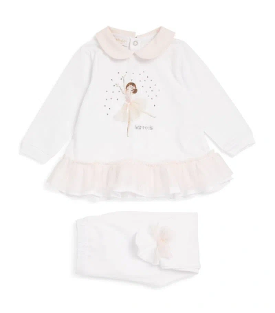 Bimbalò Embellished Ballerina Top And Trousers Set (1-18 Months) In White