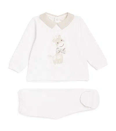 Bimbalò Babies' Giraffe Top And Leggings Set In Beige
