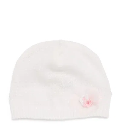 Bimbalò Kids' Knitted Flower-detail Hat In White