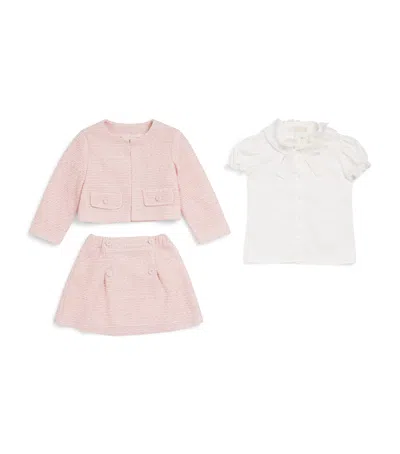 Bimbalò Kids' Tweed Jacket, Skirt And Shirt Set In Pink