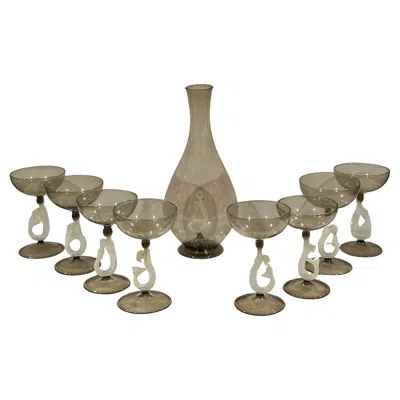 Pre-owned Bimini Glass Rare Miniature Bimini Art Glass Mermaid Decanter Set, Austria, Circa 1930s In Brown