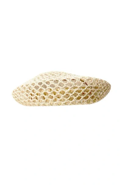 Binata Millinery Bini Mesh Straw Beret In Metallic