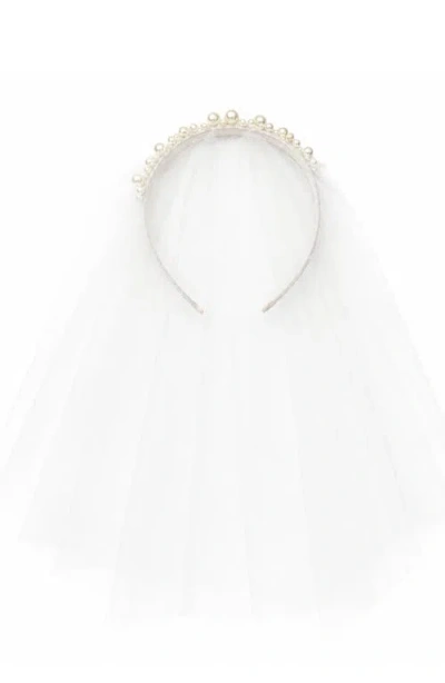 Binata Millinery Grace Blusher Veil Pearly Headband In Ivory