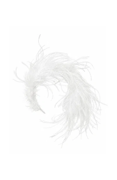 Binata Millinery Mari Ostrich Feather Headband In White