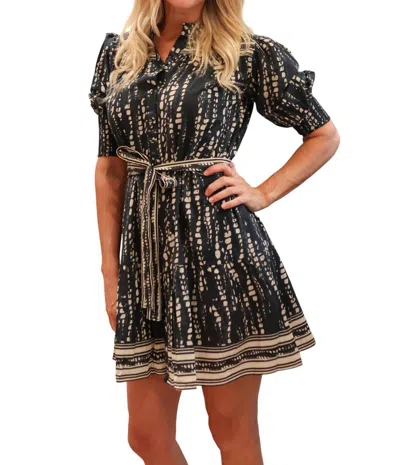 Bindu Alex Button Front Mini Dress In Black Pearl
