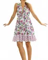 Bindu Allegra Floral Print Mini Dress In Gerbera Magenta In White