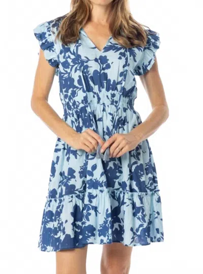 Bindu Anais V-neck Mini Dress In Blue Harbor