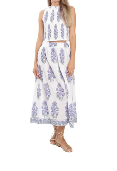 Bindu Bridgitte Maxi Skirt In Lilac Flower In Blue