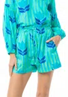 Bindu Carlie Stripes And Tulip Print Shorts In Turquoise Tulip In Multi