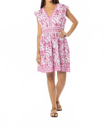 Bindu Celine Floral Mini Dress In Pink/white