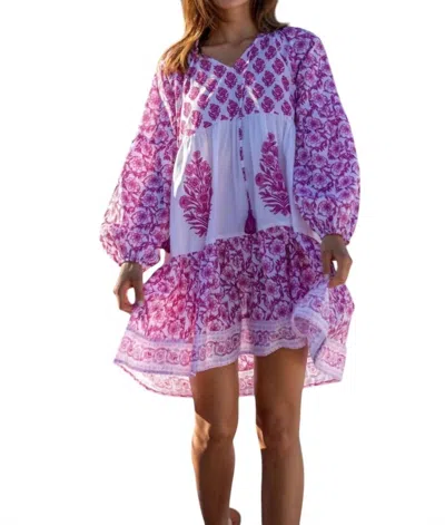 Bindu Leti Dress In Multi Pink In Purple