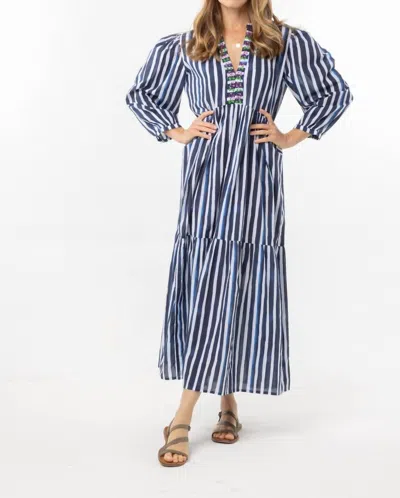 Bindu Lucy Maxi Dress In Blue Stripes