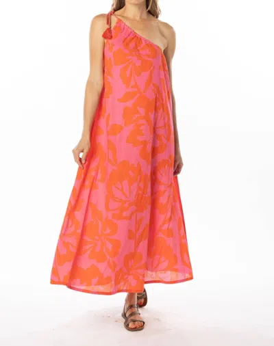 Bindu Lydia One Shoulder Maxi Dress In Orange In Pink