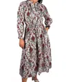Bindu Magda Cinched Midi Dress In Bordeaux In Blue