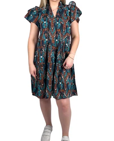Bindu Nadia Tiered Mini Dress In Wedgwood In Gold