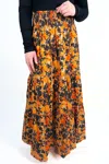 Bindu Nour Metallic Maxi Skirt In Tiger Eye In Brown