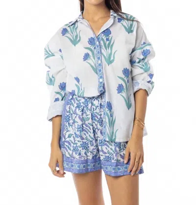 Bindu Robi Blouse In Violet Jasmine In White