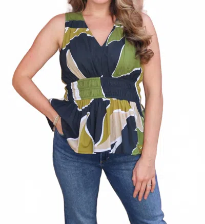 Bindu Tina Top In Black Olive In Multi